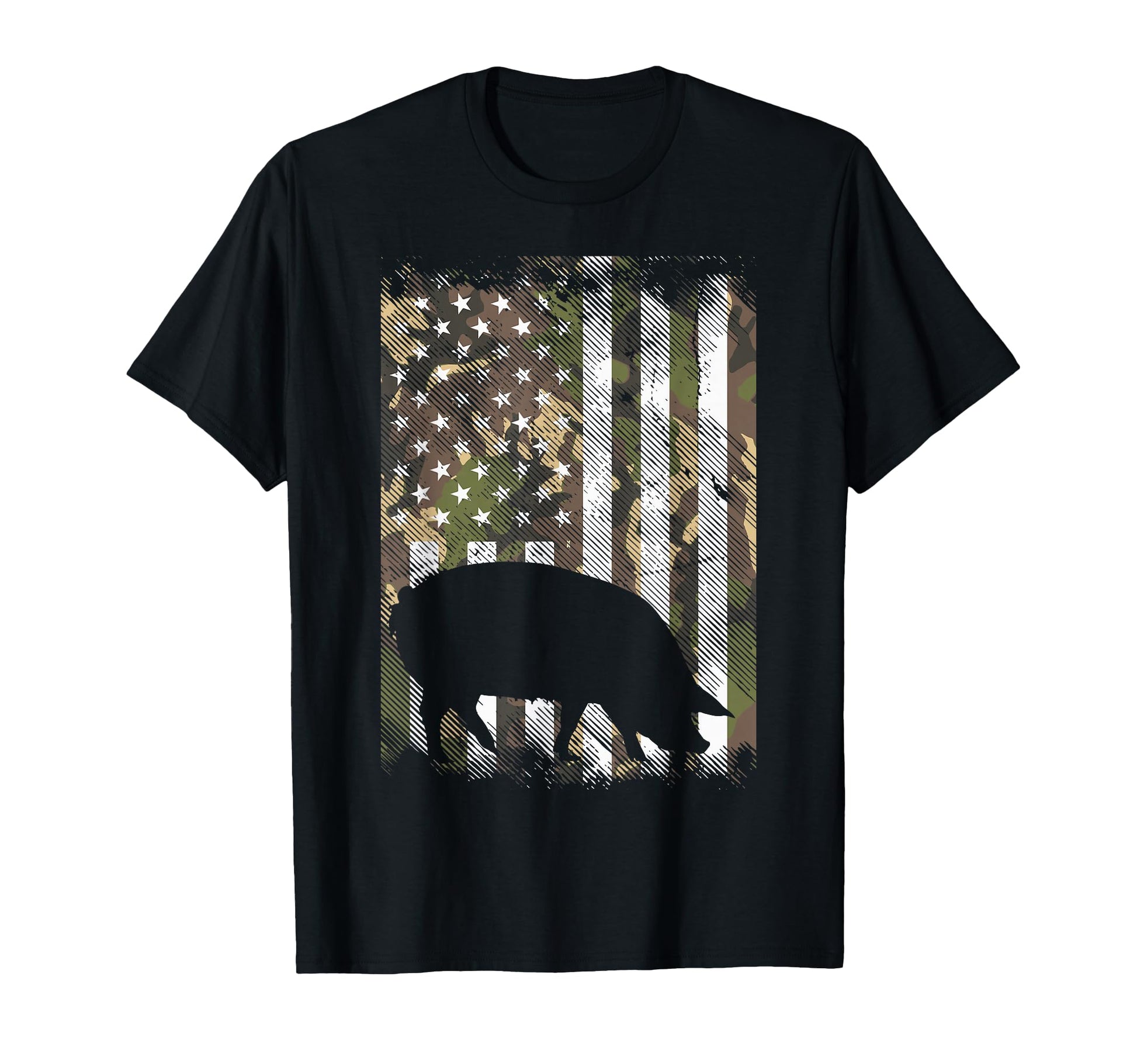 Camo Us Flag Pig Farm Animal T-Shirt - Custom Art Print Men Women - T-Shirt, Sweatshirt, Hoodie
