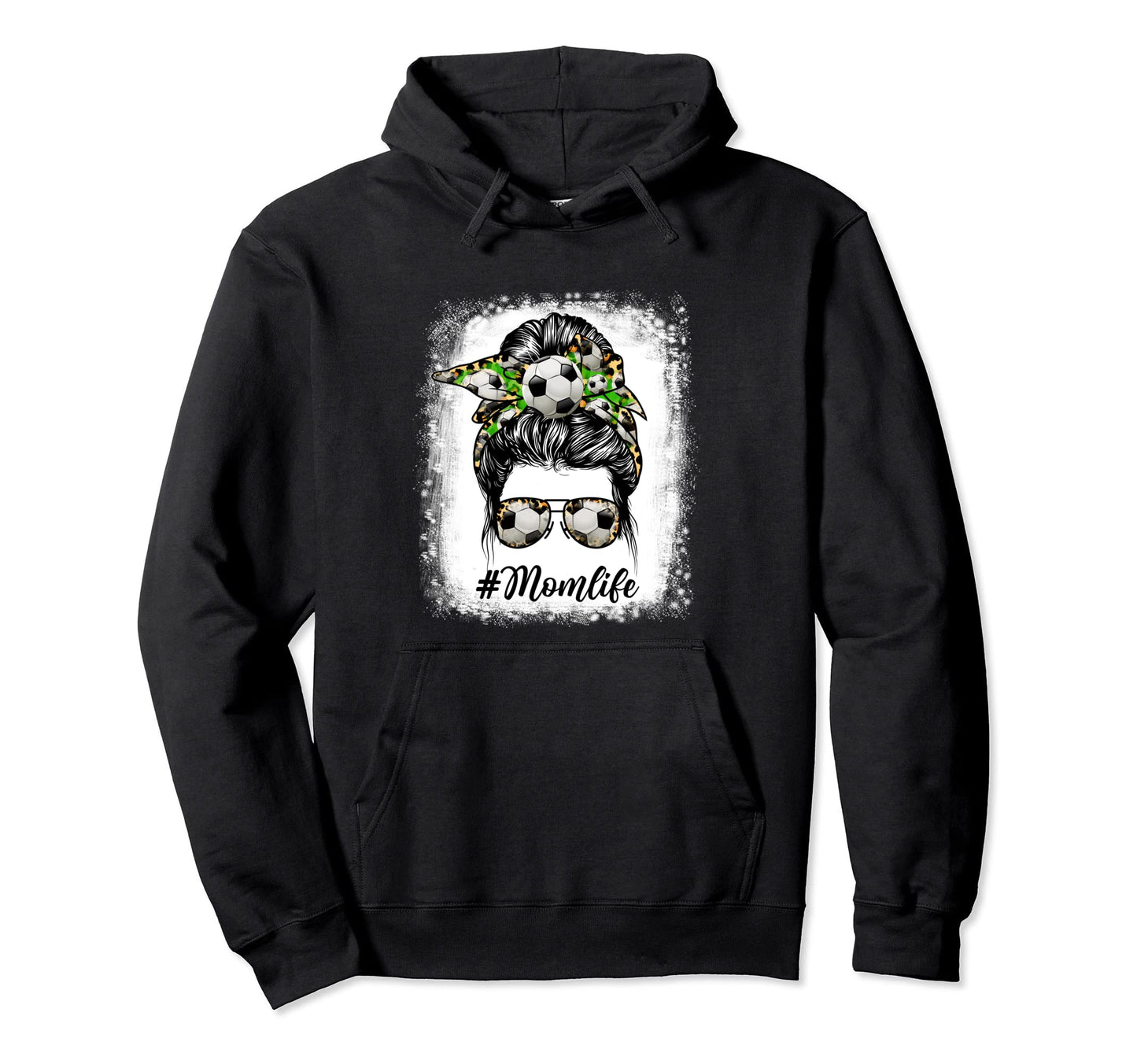 Mothers Day Soccer Mom Life Messy Bun Hoodie - Trendy Graphic for Adults - T-Shirt, Sweatshirt, Hoodie