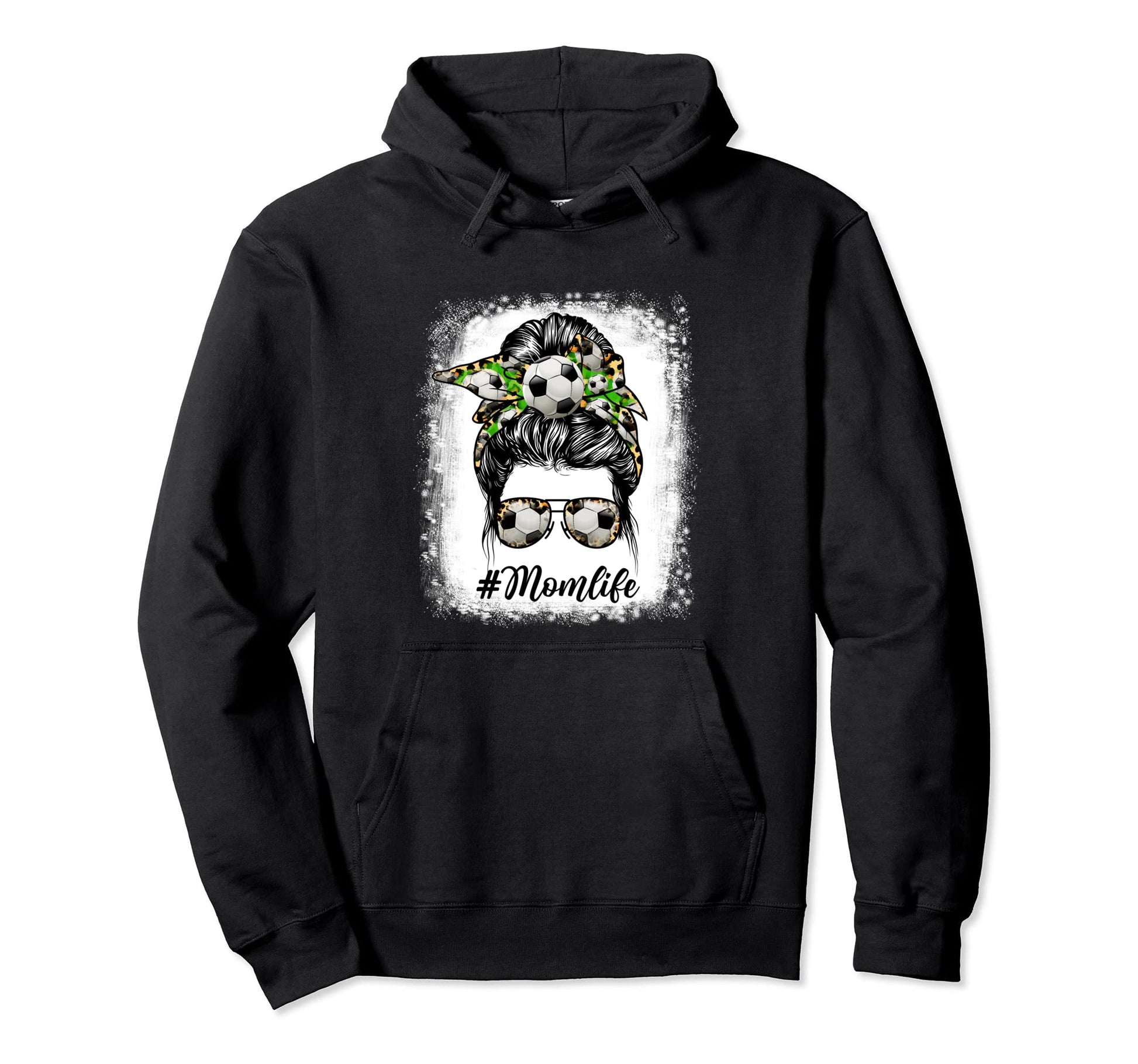 Mothers Day Soccer Mom Life Messy Bun Hoodie - Trendy Graphic for Adults - T-Shirt, Sweatshirt, Hoodie