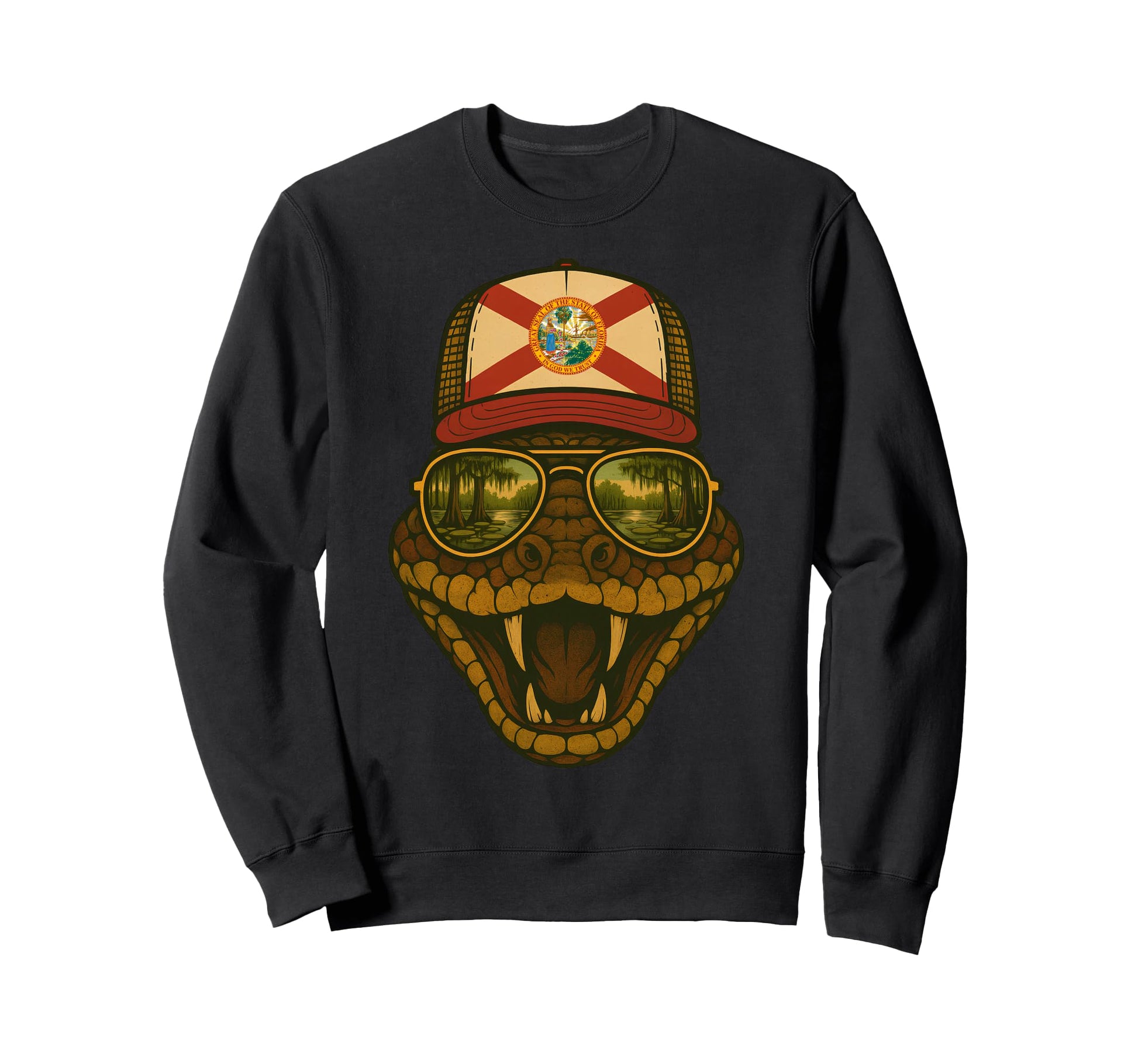 Florida Cottonmouth Swamp Wearing Sweatshirt - Minimalist Print Men Women - T-Shirt, Sweatshirt, Hoodie