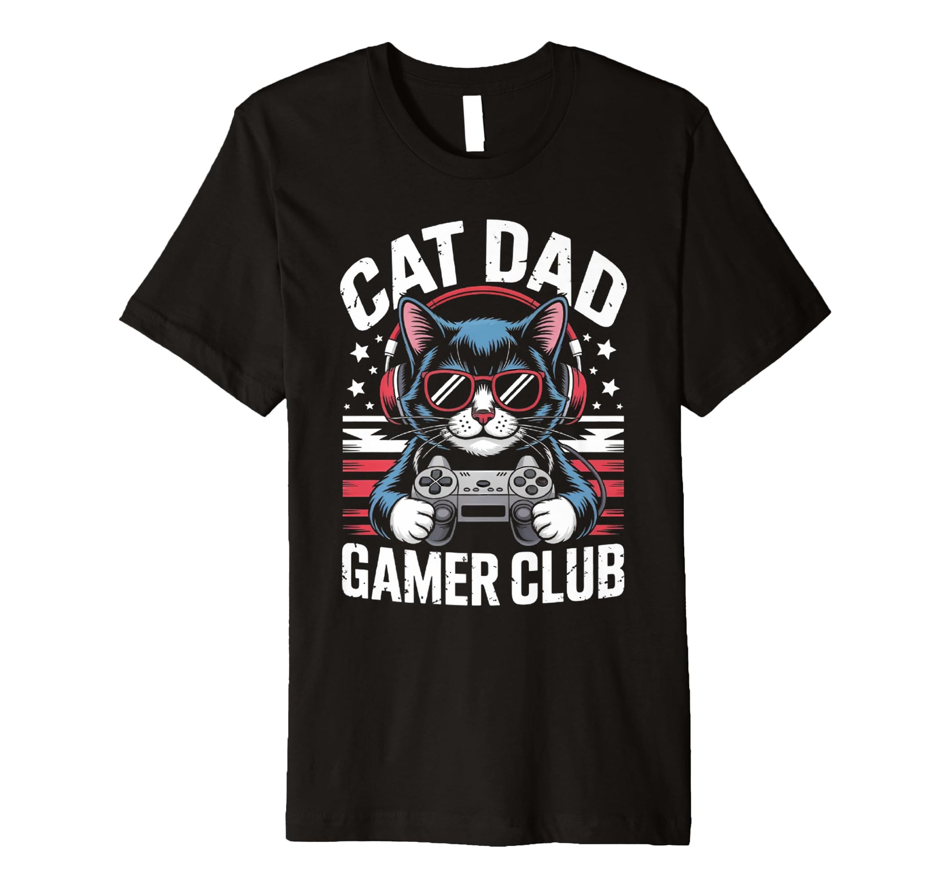 Funny Cat Dad Gamer Club Him Video Game T-Shirt - Unique Graphic Unisex - T-Shirt, Sweatshirt, Hoodie