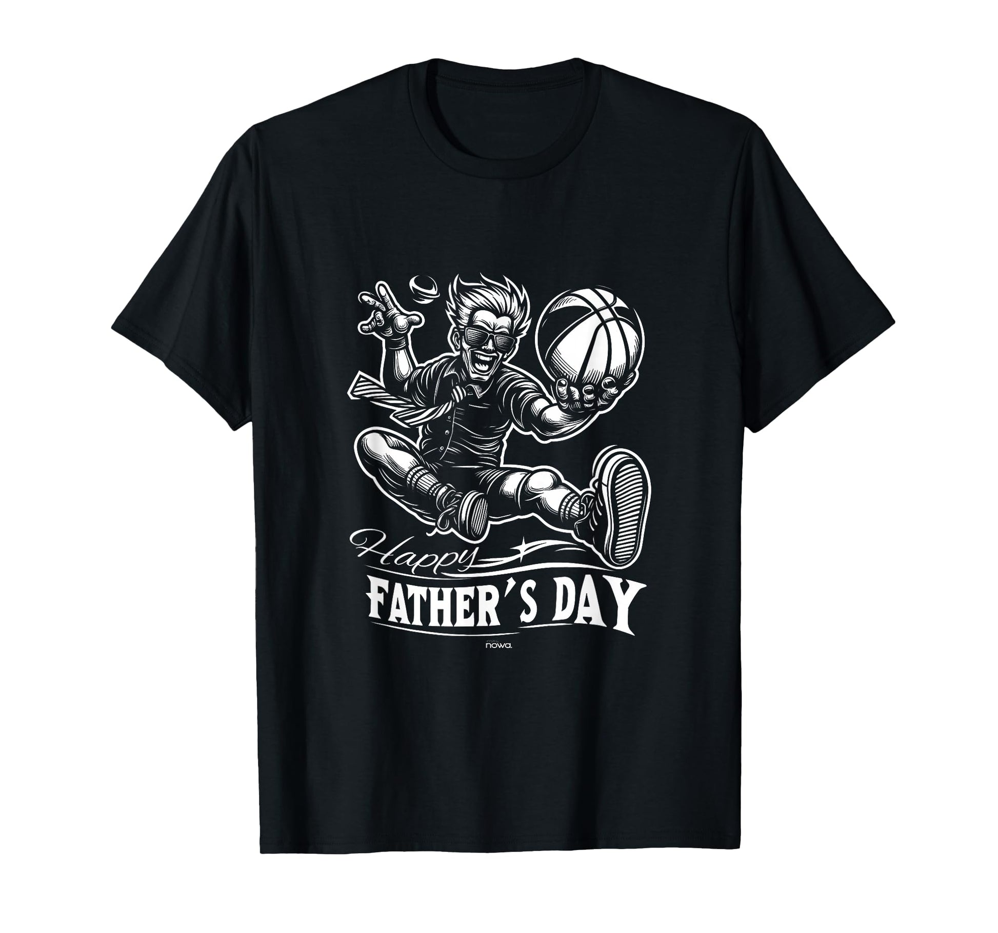 Mens Basketball Dad Shades And Tie Happy T-Shirt - Novelty Apparel Unisex - T-Shirt, Sweatshirt, Hoodie