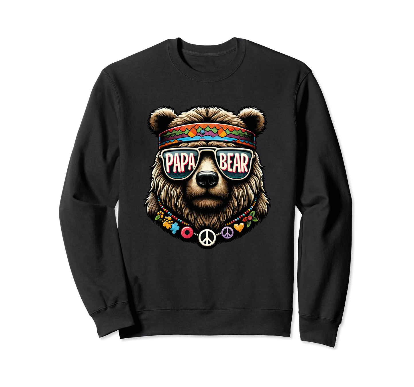 Papa Bear Face Fathersday 60S Sweatshirt - Minimalist Print for Adults - T-Shirt, Sweatshirt, Hoodie