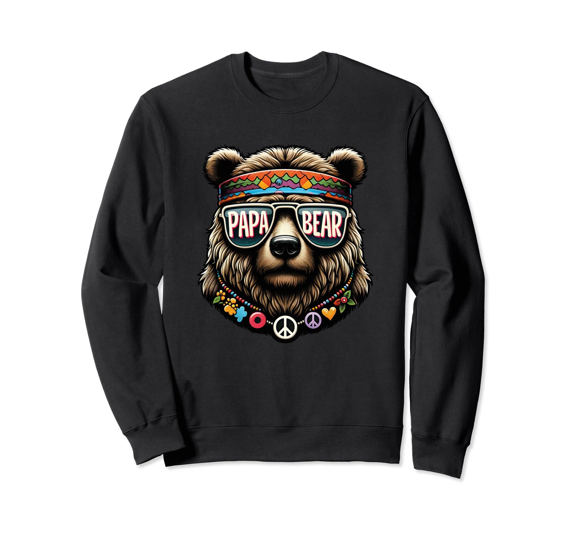 Papa Bear Face Fathersday 60S Sweatshirt - Minimalist Print for Adults - T-Shirt, Sweatshirt, Hoodie
