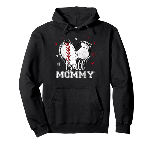 Ball Mommy Baseball Soccer Heart Nana Hoodie - Minimalist Print Unisex - T-Shirt, Sweatshirt, Hoodie