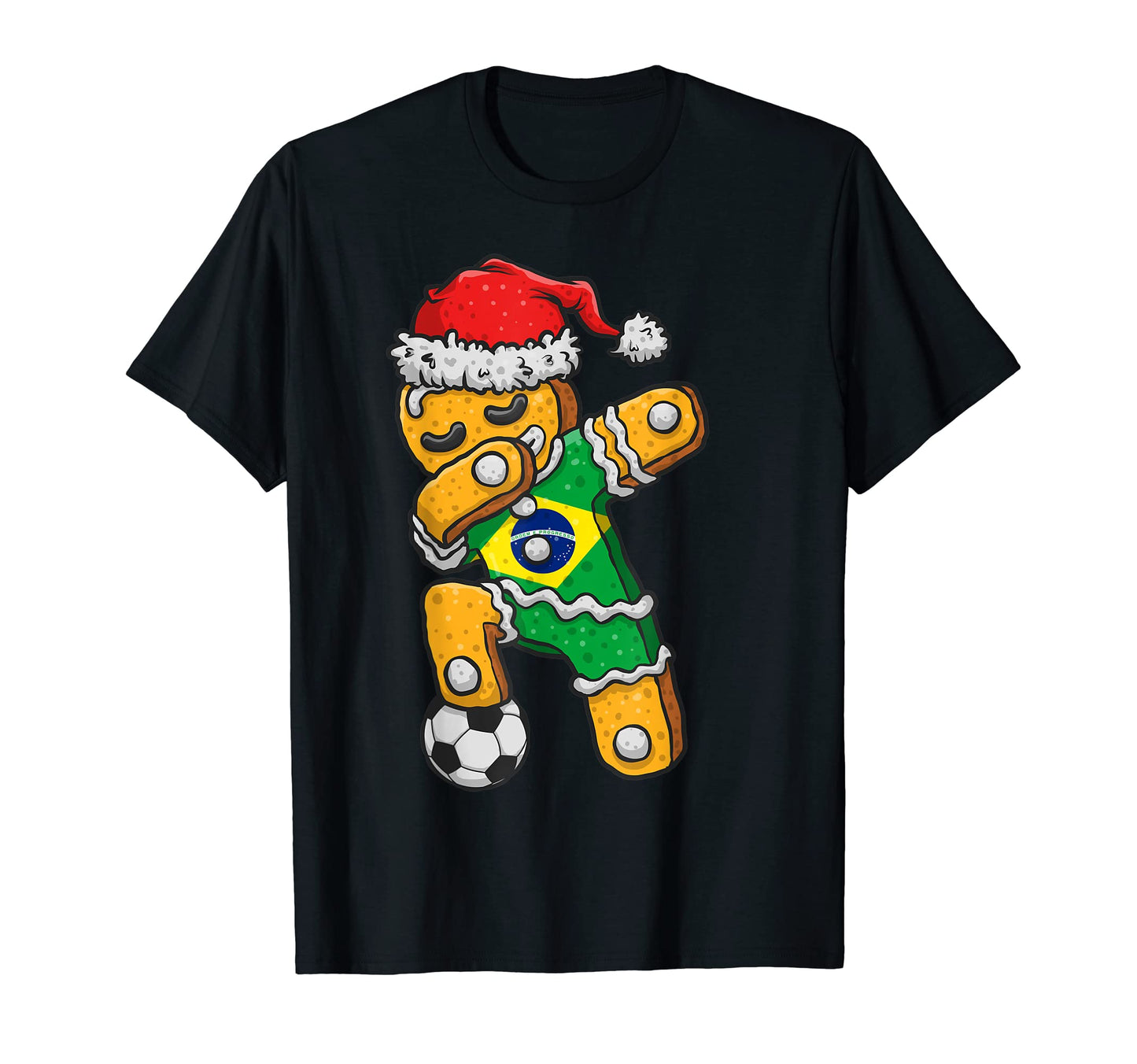 Soccer Dabbing Gingerbread Brazil T-Shirt - Custom Art Print for Adults - T-Shirt, Sweatshirt, Hoodie