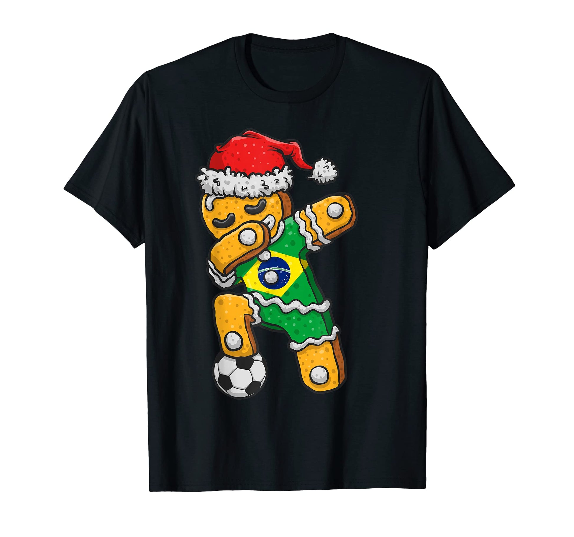 Soccer Dabbing Gingerbread Brazil T-Shirt - Custom Art Print for Adults - T-Shirt, Sweatshirt, Hoodie