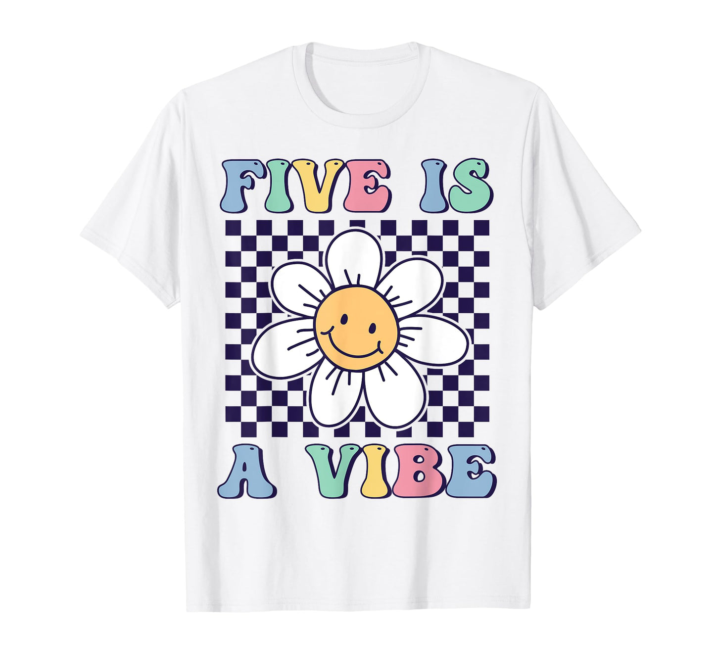 Five Is Vibe Groovy 5Th Birthday Party T-Shirt - Trendy Graphic for Adults - T-Shirt, Sweatshirt, Hoodie