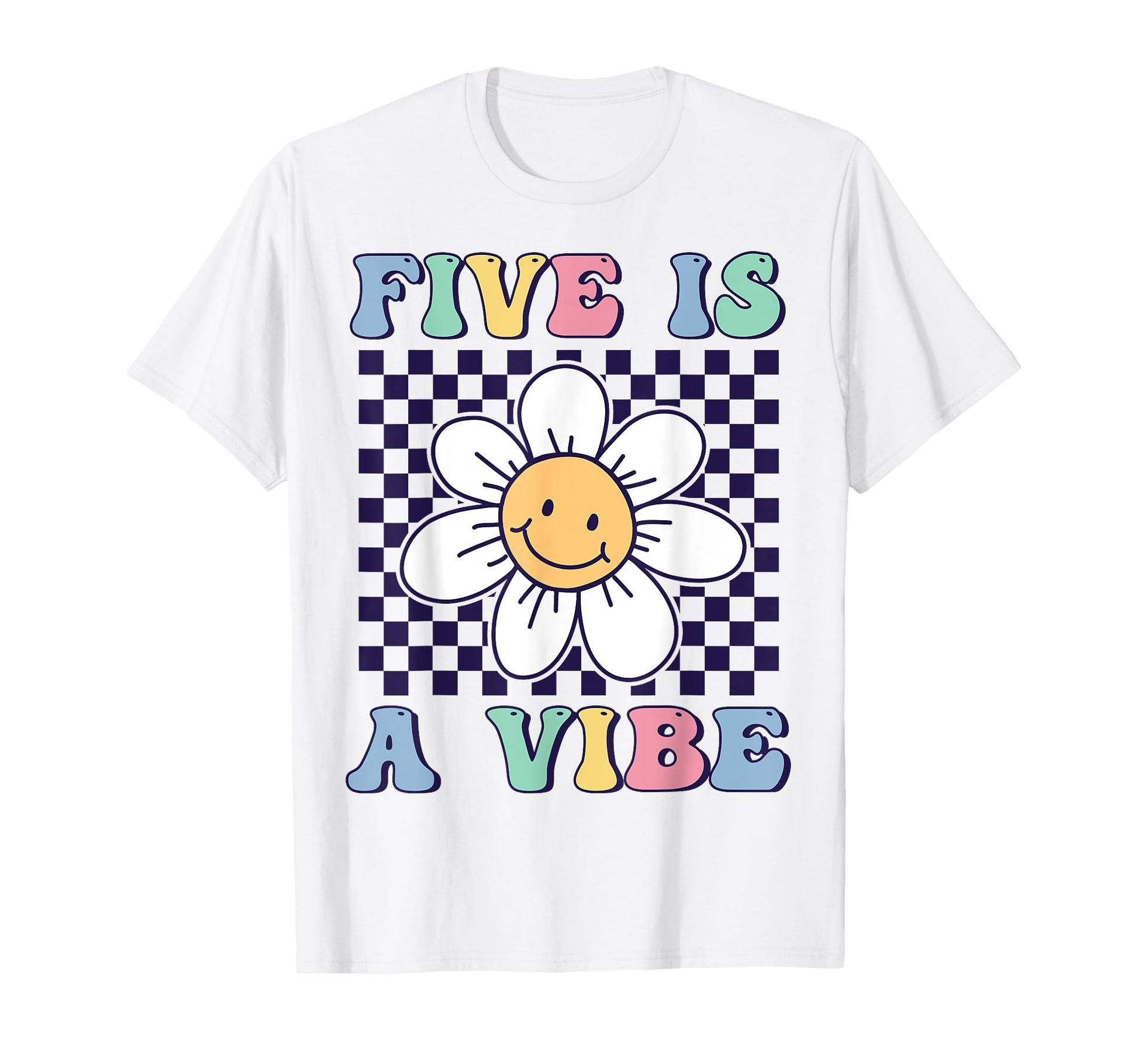 Five Is Vibe Groovy 5Th Birthday Party T-Shirt - Trendy Graphic for Adults - T-Shirt, Sweatshirt, Hoodie