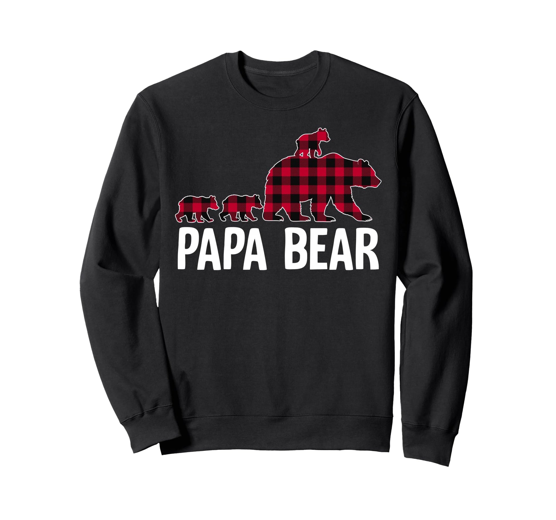 Red Buffalo Plaid Papa Bear 3 Cubs Dad Sweatshirt - Graphic Print Unisex - T-Shirt, Sweatshirt, Hoodie