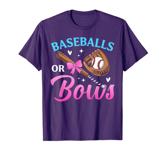 Baseball Or Bows Dad Mom Loves You T-Shirt - Casual Everyday Wear Unisex - T-Shirt, Sweatshirt, Hoodie