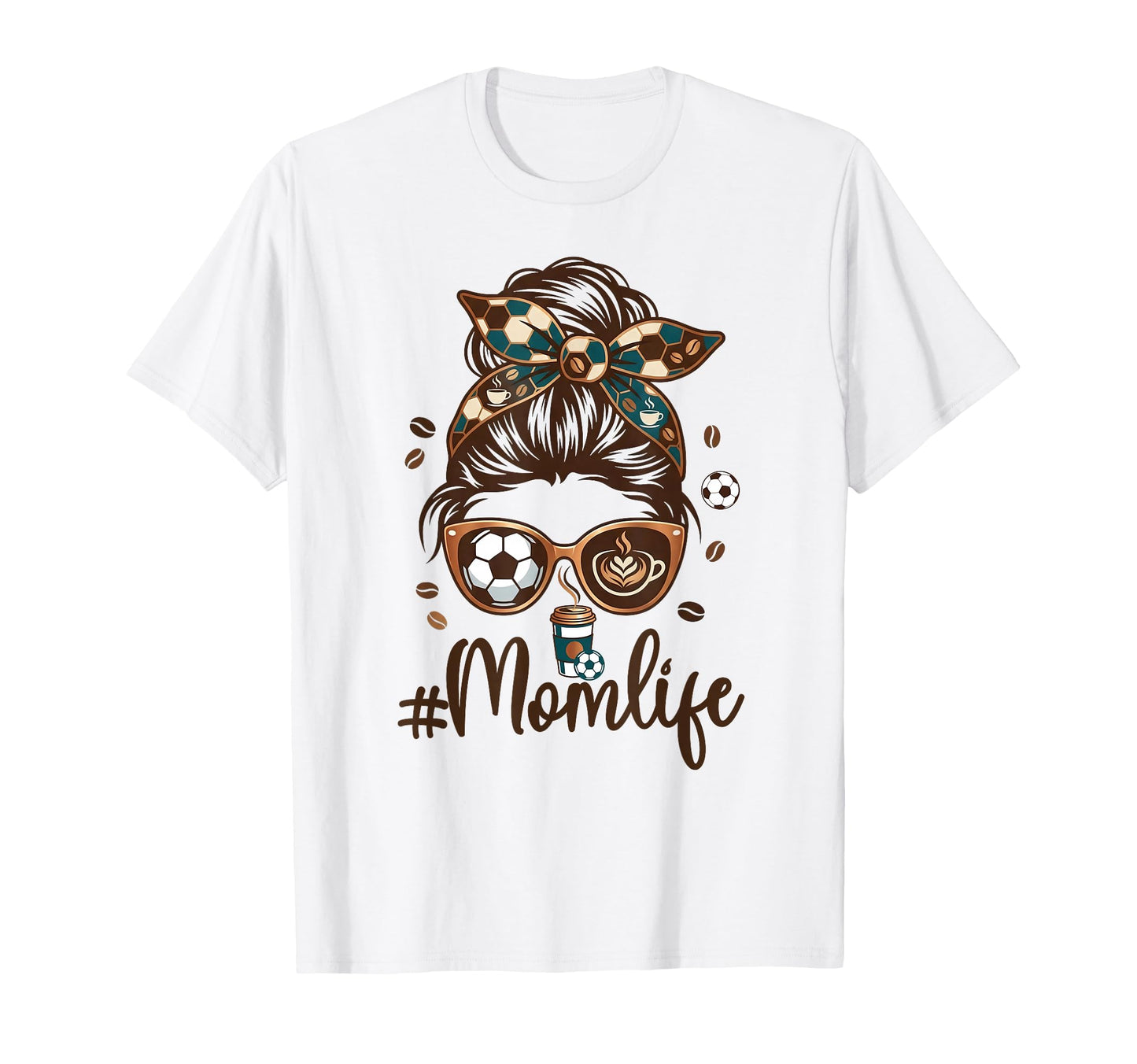 Soccer Mom Coffee Lover Messy Bun Game T-Shirt - Minimalist Print Unisex - T-Shirt, Sweatshirt, Hoodie