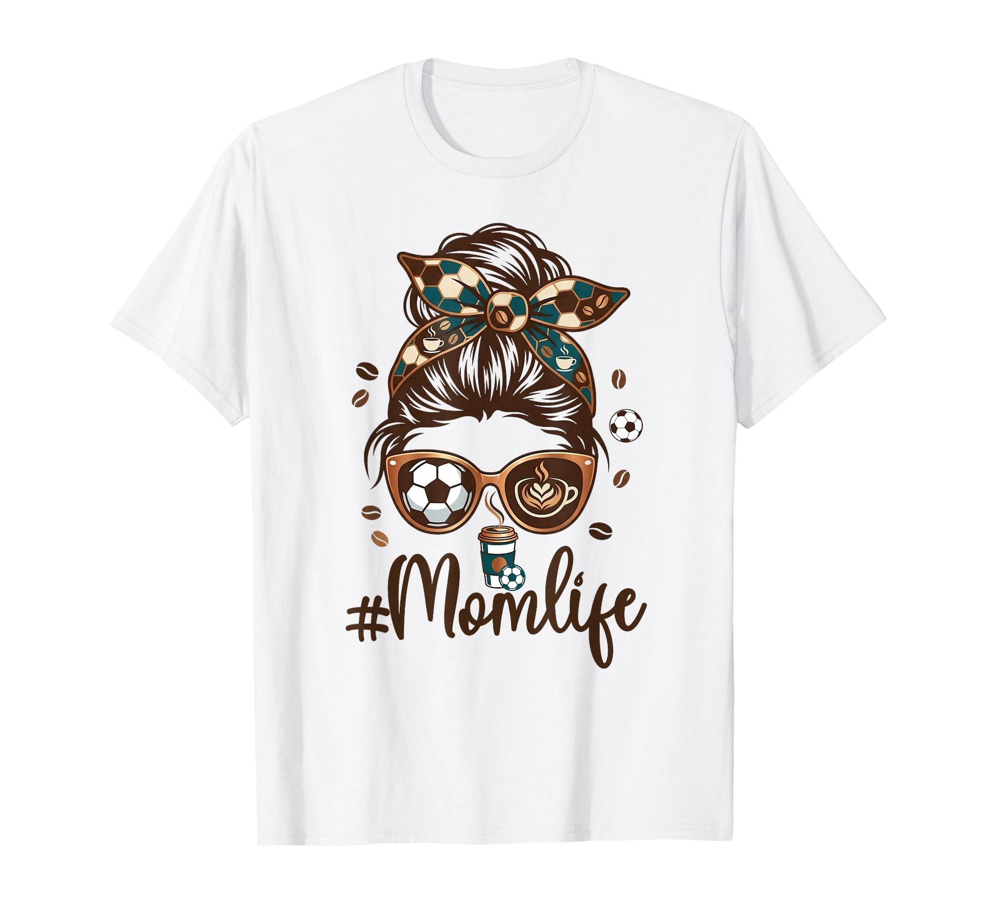 Soccer Mom Coffee Lover Messy Bun Game T-Shirt - Minimalist Print Unisex - T-Shirt, Sweatshirt, Hoodie
