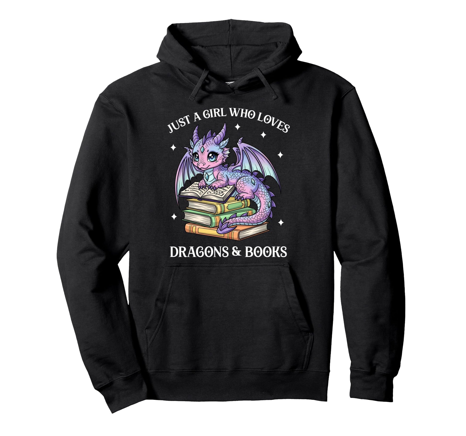 Just Who Loves Dragons And Books Hoodie - Streetwear Style for Adults - T-Shirt, Sweatshirt, Hoodie