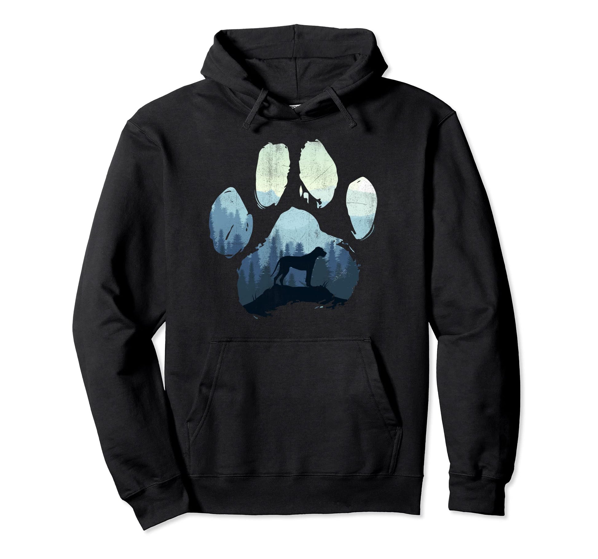 Daniff Dog Paw Mom Dad Mountains Hoodie - Fun Novelty Design for Adults - T-Shirt, Sweatshirt, Hoodie