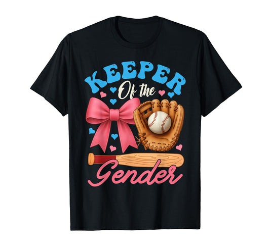 Baseball Or Bows Keeper Gender Reveal T-Shirt - Minimalist Print Men Women - T-Shirt, Sweatshirt, Hoodie
