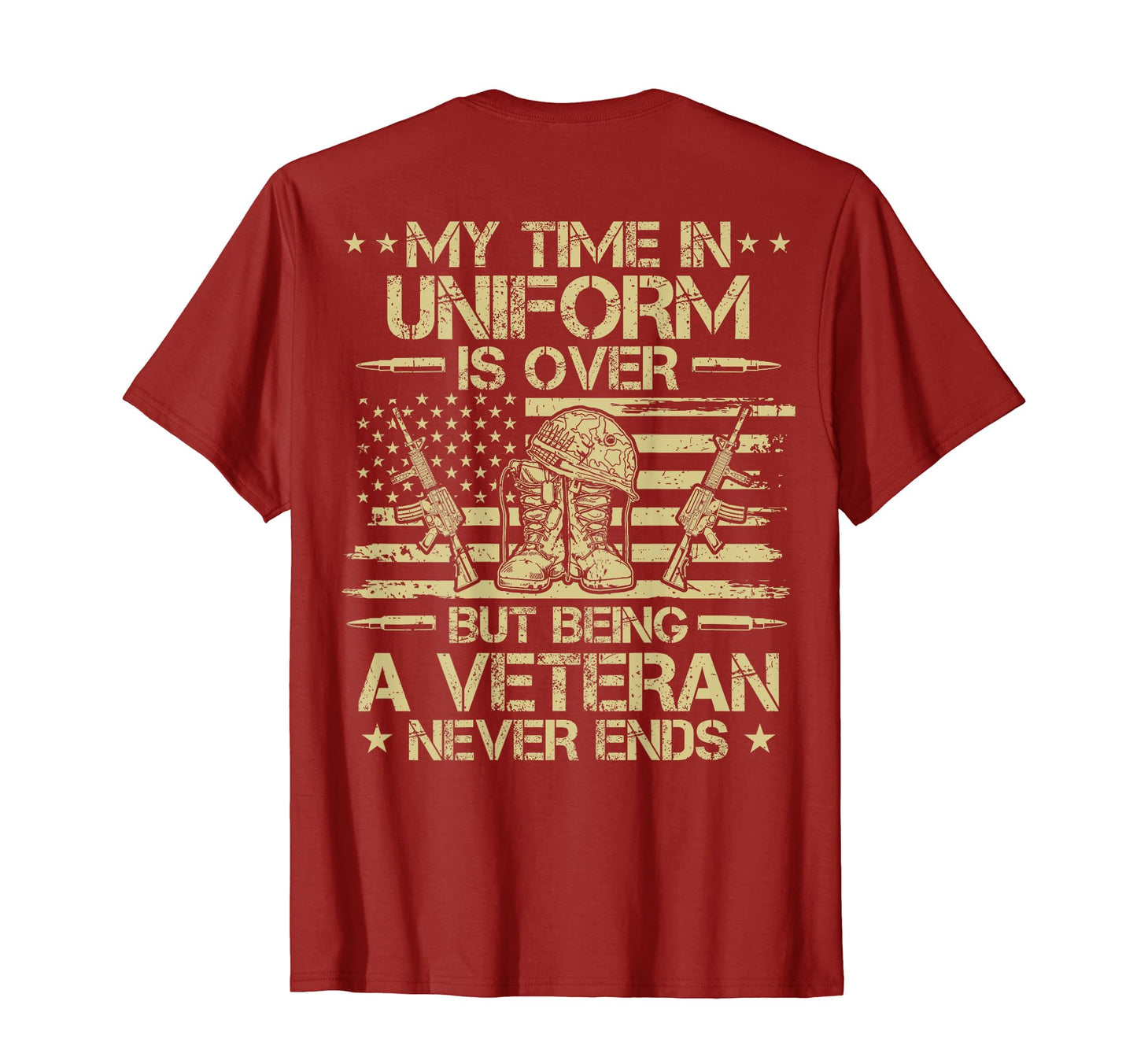 My Time Uniform Veteran Us Flag Dad T-Shirt - Minimalist Print Men Women - T-Shirt, Sweatshirt, Hoodie