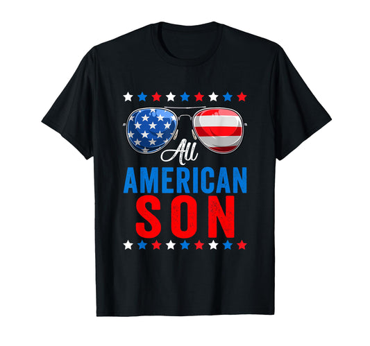 All American Son 4Th July Memorial Day T-Shirt - Graphic Print Men Women - T-Shirt, Sweatshirt, Hoodie
