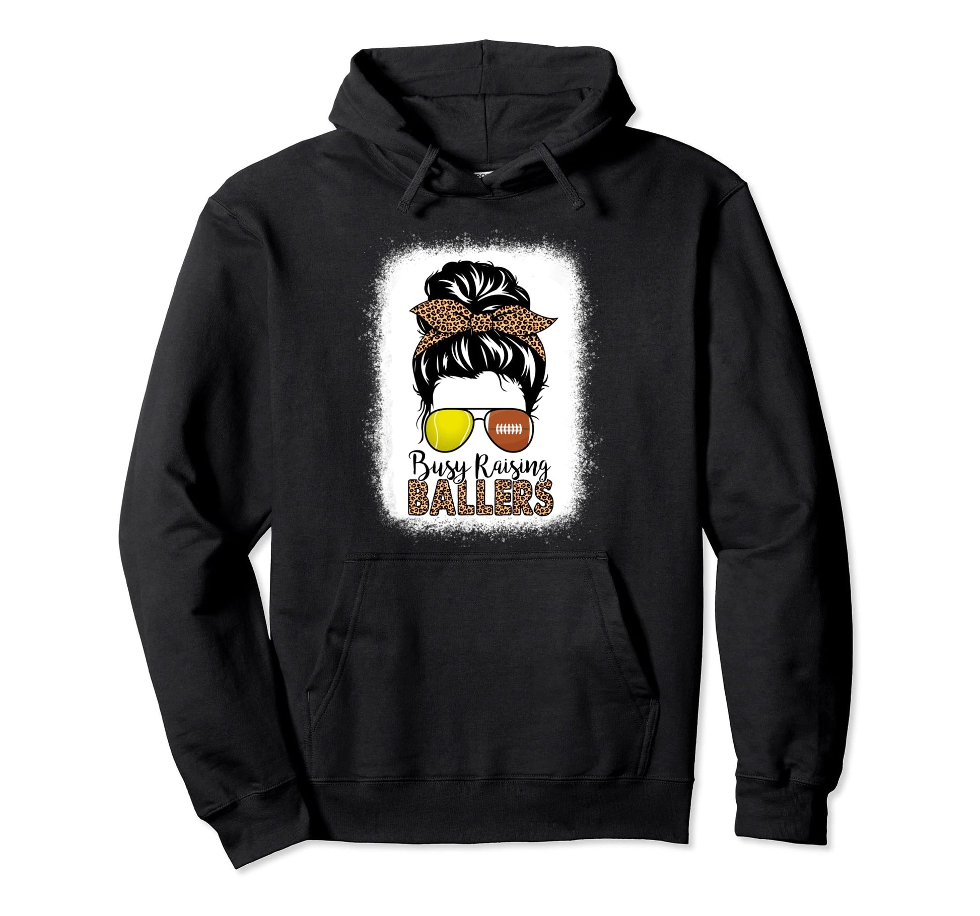 Football Tennis Mom Messy Bun Busy Hoodie - Trendy Graphic for Adults - T-Shirt, Sweatshirt, Hoodie