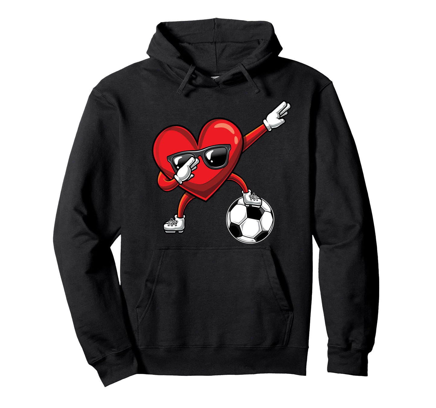 Dabbing Heart Dab Valentines Day Soccer Hoodie - Graphic Print for Adults - T-Shirt, Sweatshirt, Hoodie