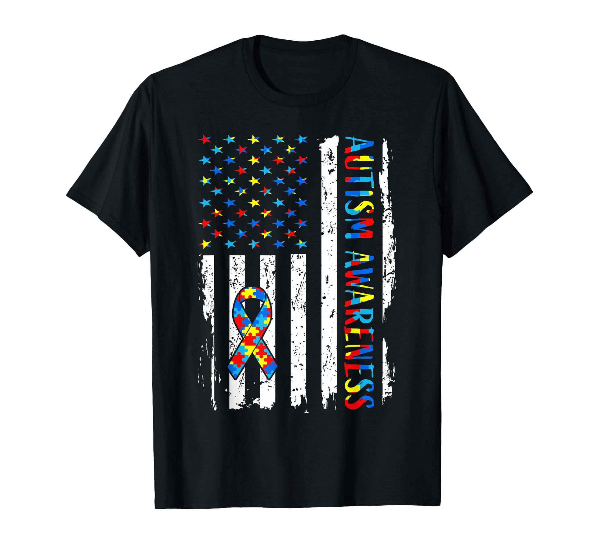 Autism Awareness Mom Dad Usa Flag Autistic T-Shirt - Unique Graphic Unisex - T-Shirt, Sweatshirt, Hoodie