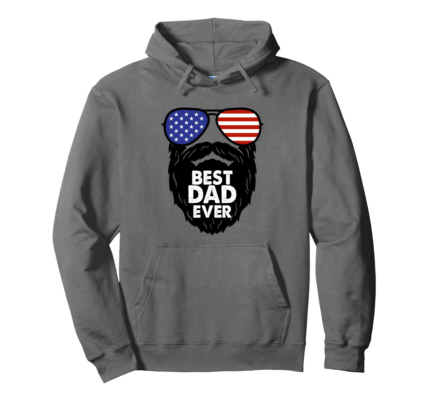 Best Dad Ever Beard Dad American Flag Hoodie - Aesthetic Graphic Unisex - T-Shirt, Sweatshirt, Hoodie
