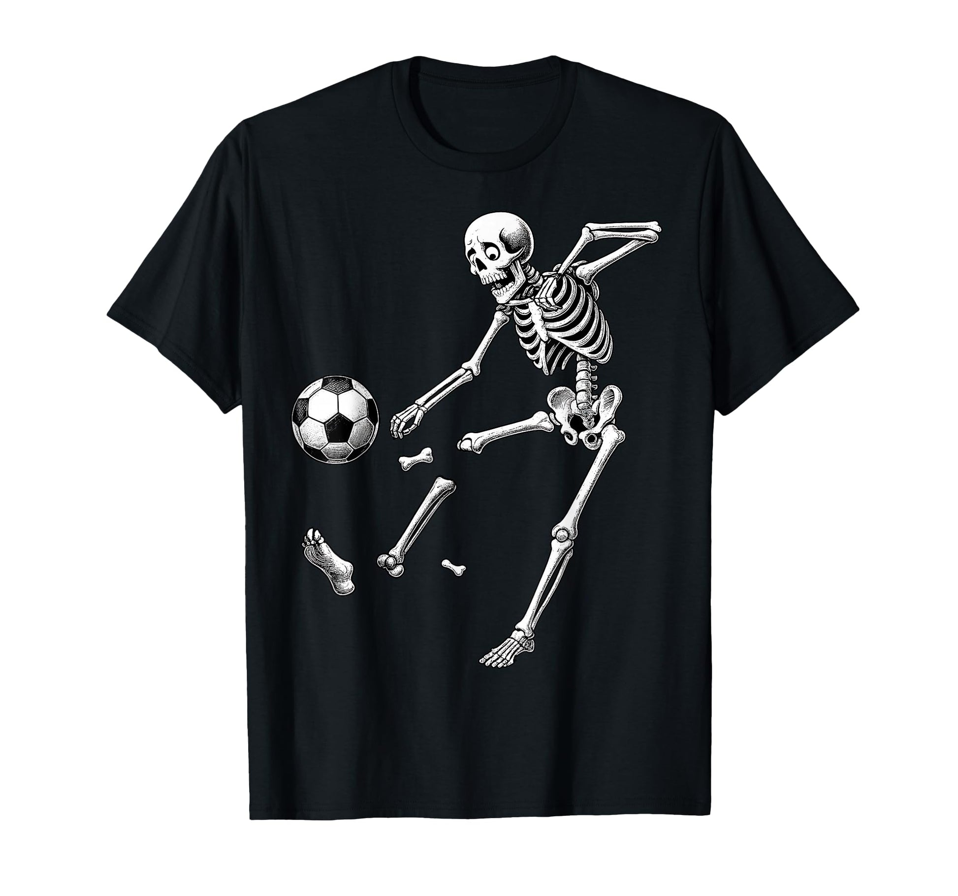 Funny Skeleton Playing Soccer T-Shirt - Casual Everyday Wear Men Women - T-Shirt, Sweatshirt, Hoodie