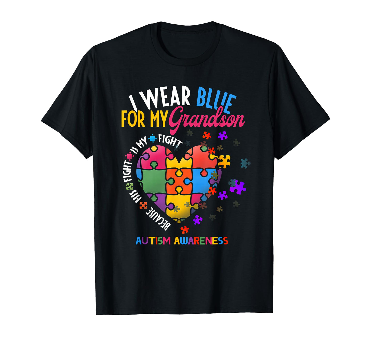 Grandma Grandpa I Wear Blue My Grandson T-Shirt - Graphic Print Men Women - T-Shirt, Sweatshirt, Hoodie