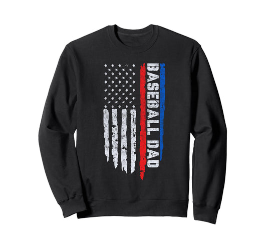 Baseball Us Flag Baseball Dad Sweatshirt - Fun Novelty Design Men Women - T-Shirt, Sweatshirt, Hoodie