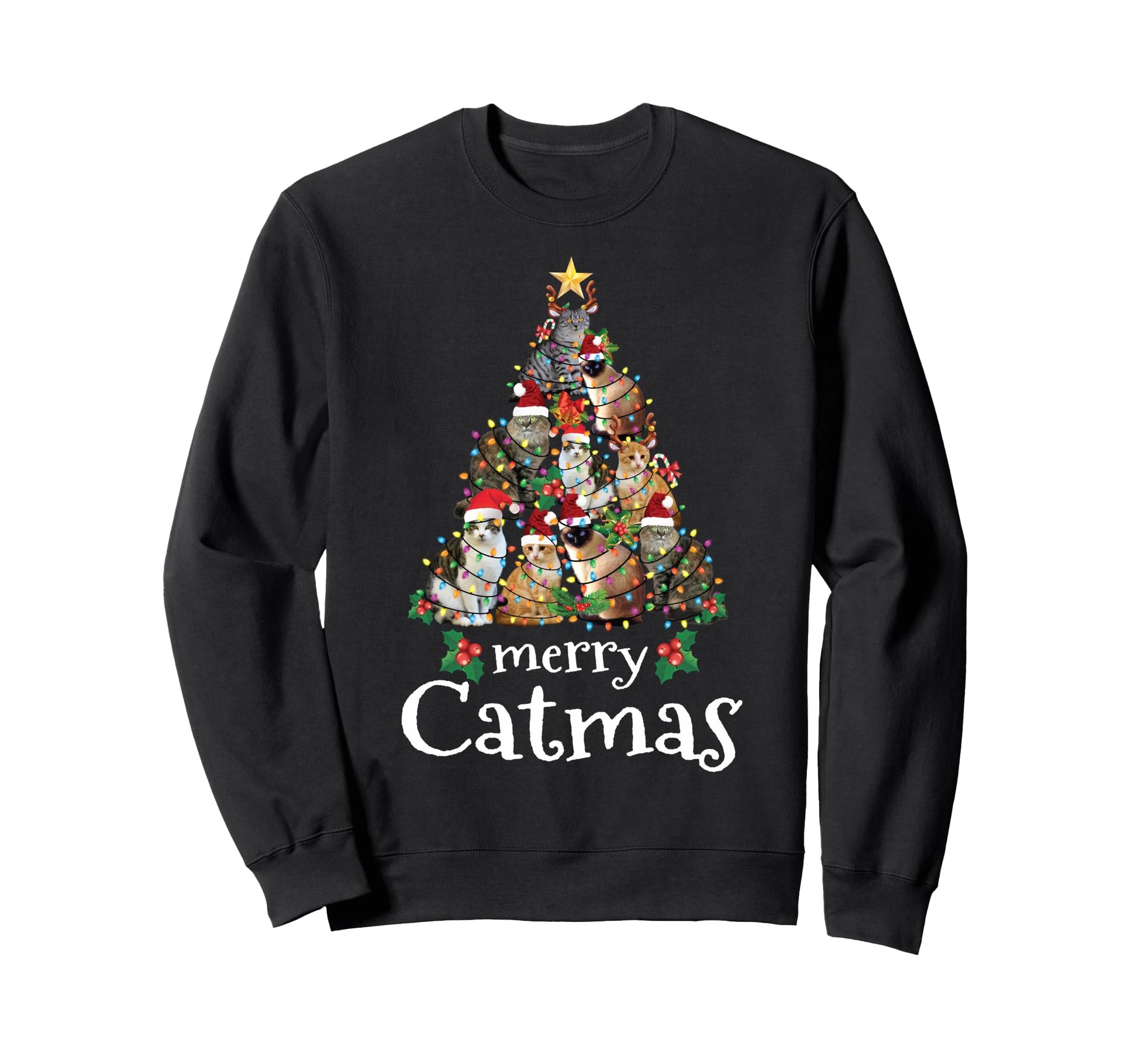 Merry Catmas Funny Cat Mom Cat Dad Cat Sweatshirt - Unique Graphic Unisex - T-Shirt, Sweatshirt, Hoodie