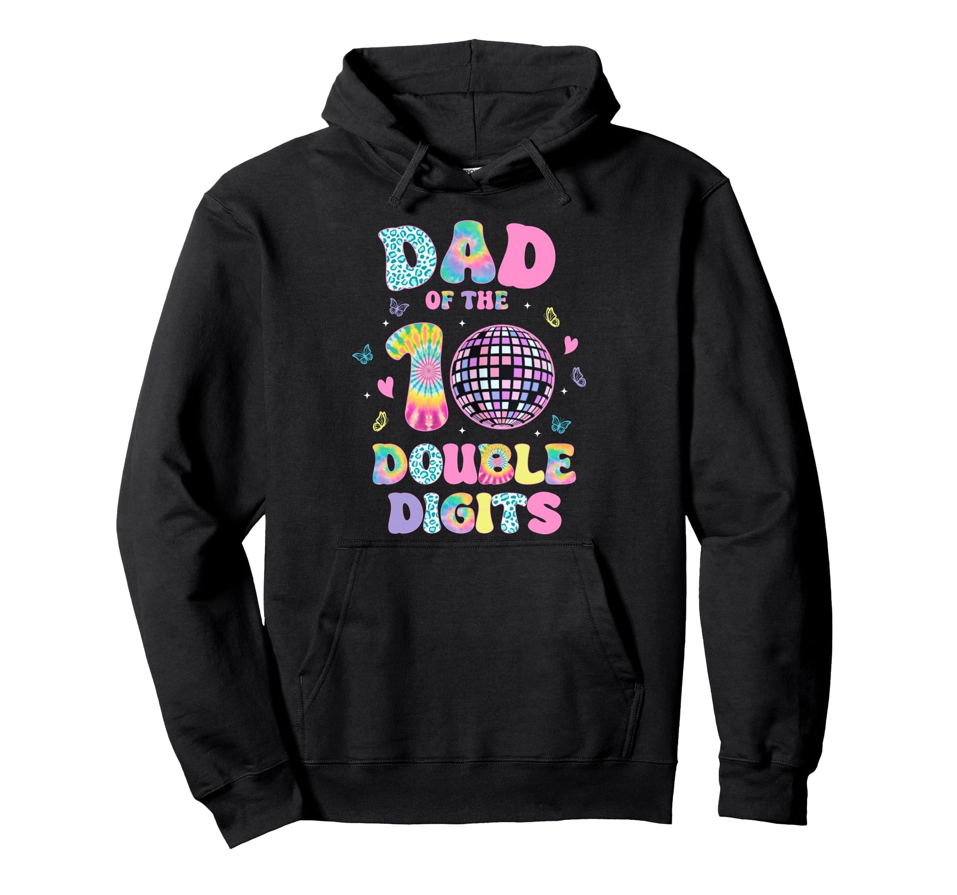 Dad Double Digits 10 Year Old Birthday Hoodie - Graphic Print for Adults - T-Shirt, Sweatshirt, Hoodie