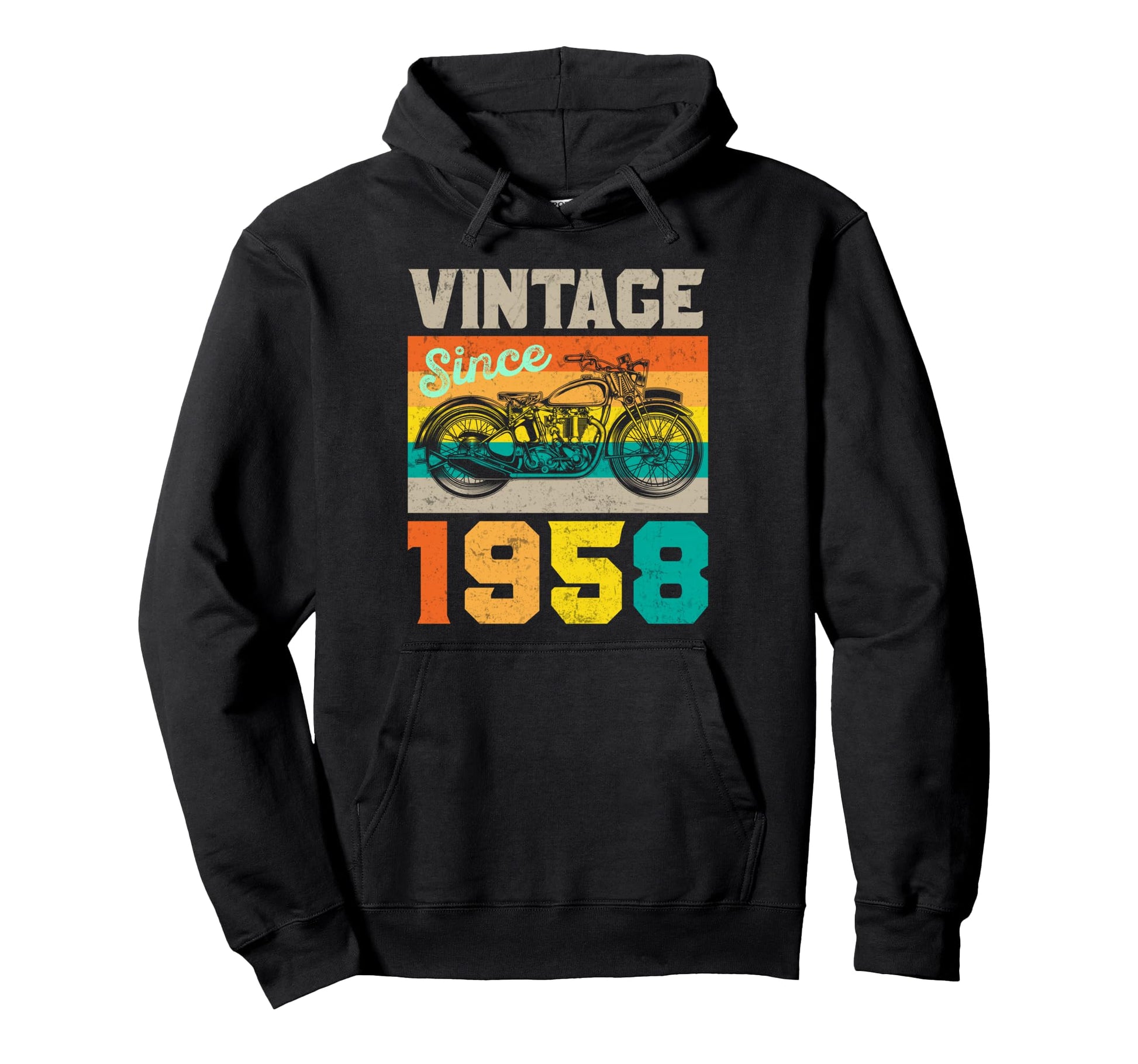 Since 1958 Motorcycle Biker Grandpa Dad Hoodie - Unique Graphic Men Women - T-Shirt, Sweatshirt, Hoodie