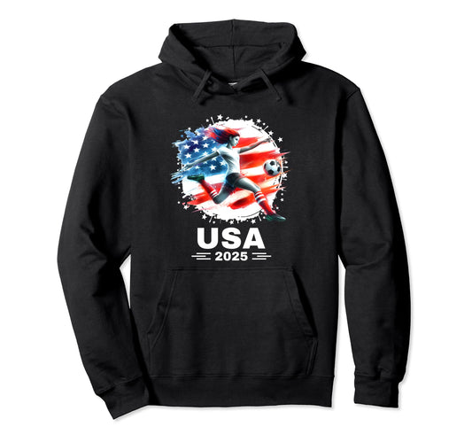 American Flag Soccer Player Soccer 2025 Hoodie - Graphic Print Unisex - T-Shirt, Sweatshirt, Hoodie