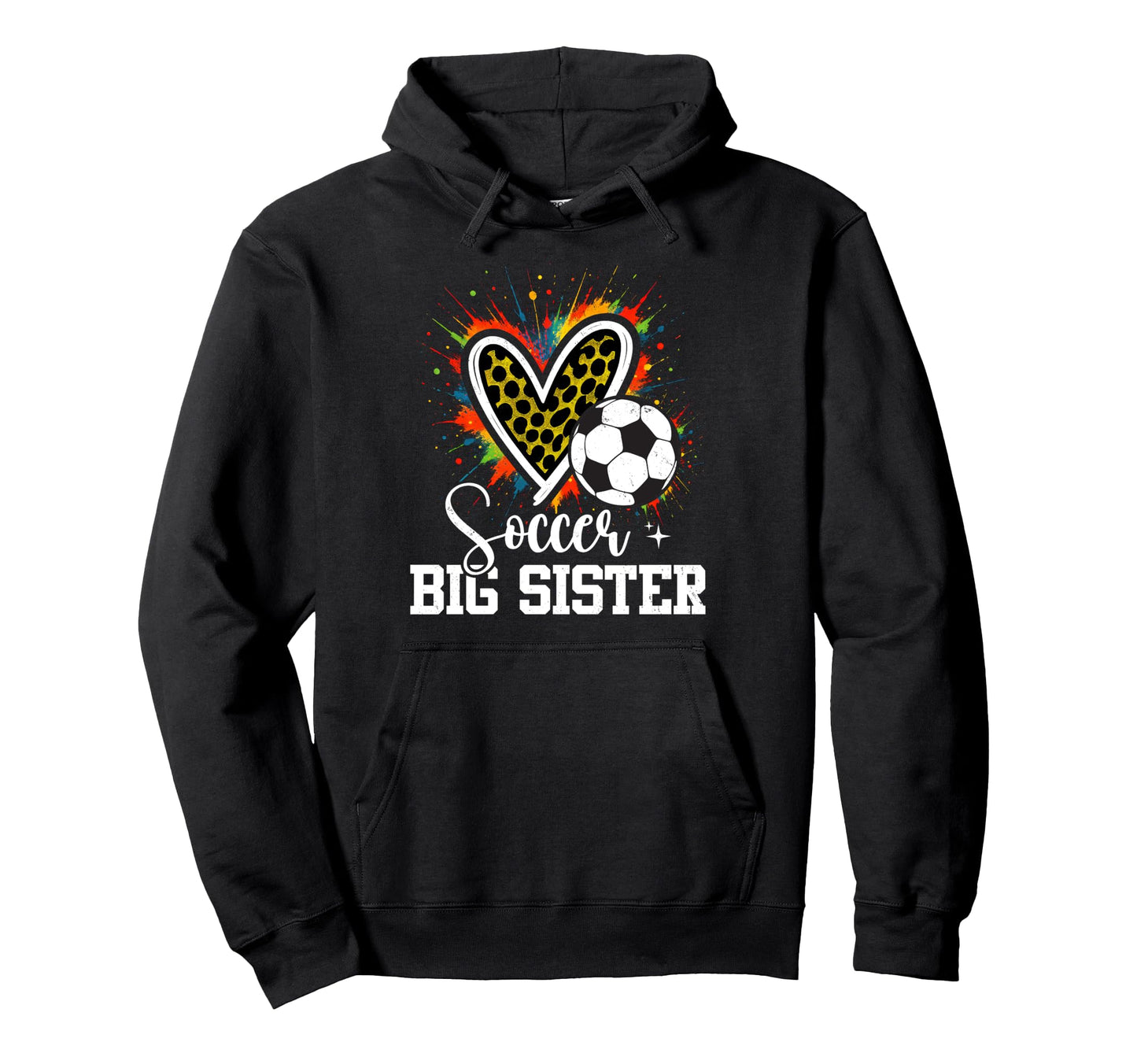 Soccer Big Sister Leopard Heart Hoodie - Streetwear Style for Adults - T-Shirt, Sweatshirt, Hoodie