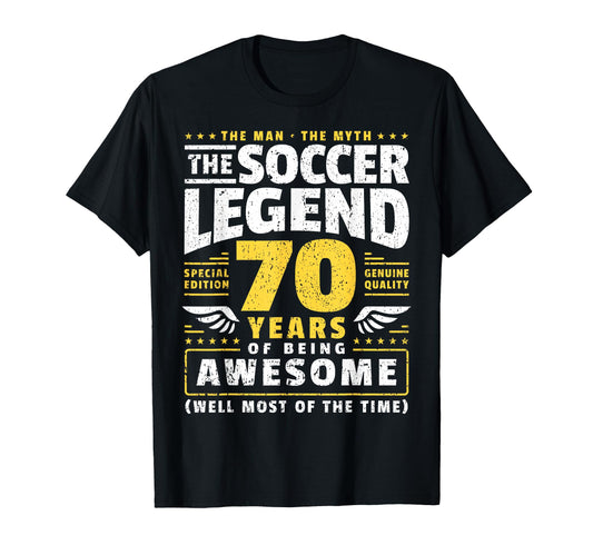 70Th Birthday Soccer Player 70 Years T-Shirt - Novelty Apparel for Adults - T-Shirt, Sweatshirt, Hoodie