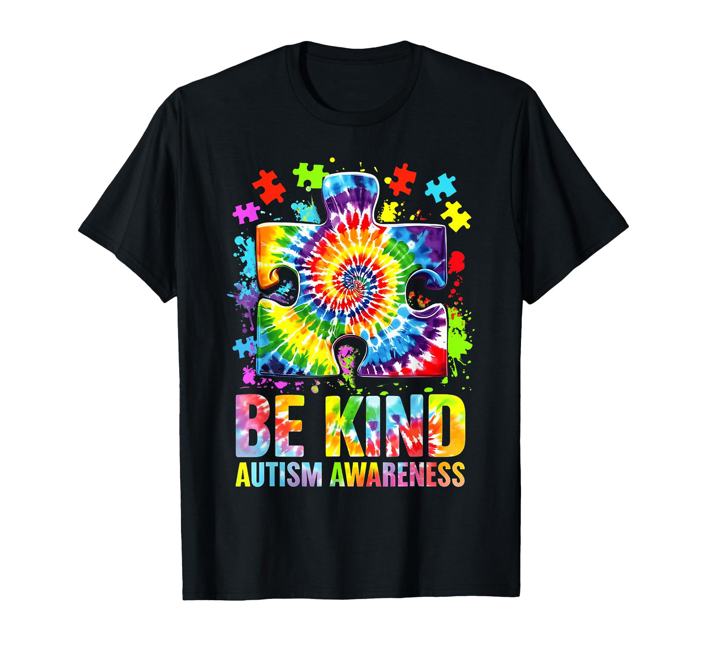 Be Kind Puzzle Tie Dye Autism Awareness T-Shirt - Graphic Print for Adults - T-Shirt, Sweatshirt, Hoodie