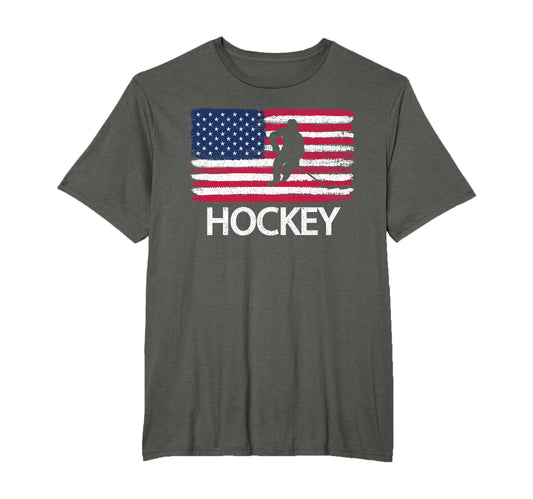 American Flag Hockey Hockey Team Gift T-Shirt - Aesthetic Graphic Men Women - T-Shirt, Sweatshirt, Hoodie