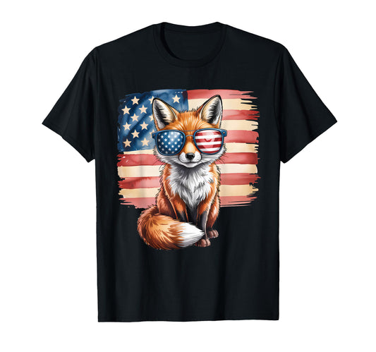 American Flag Fox Usa 4Th July Patriotic T-Shirt - Trendy Graphic Unisex - T-Shirt, Sweatshirt, Hoodie