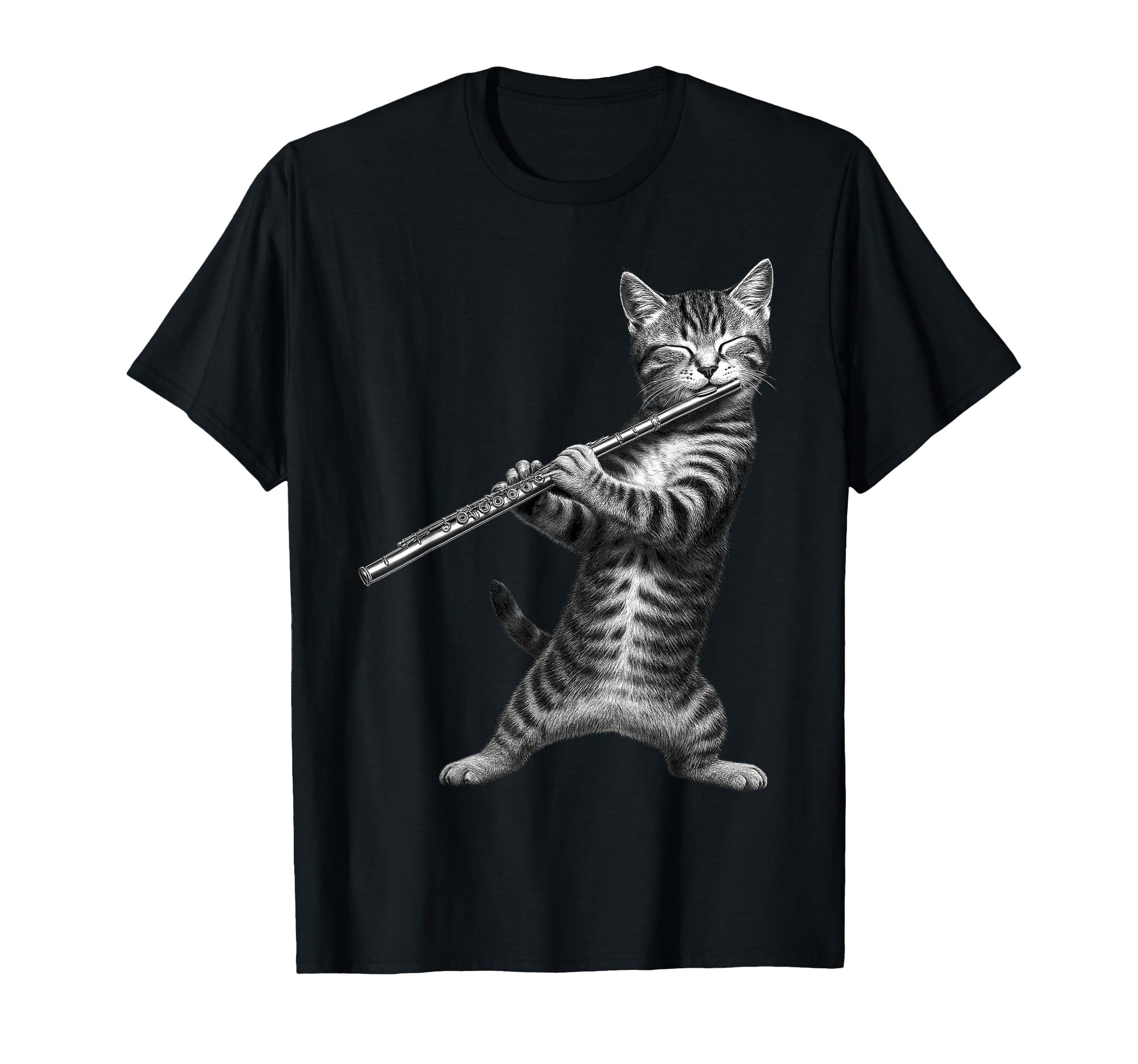 Cat Playing Flute Funny Gifts Cat T-Shirt - Novelty Apparel Men Women - T-Shirt, Sweatshirt, Hoodie