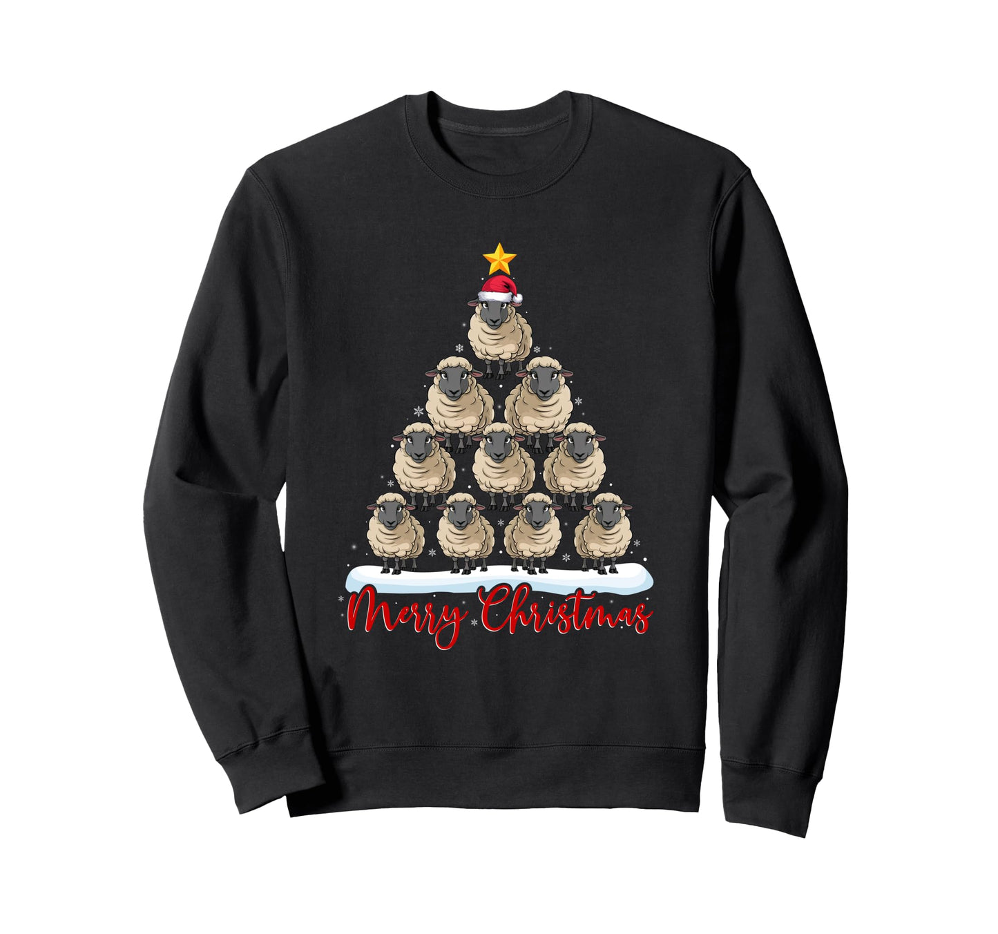 Santa Hat Ugly Funny Sheep Tree Sweatshirt - Trendy Graphic Unisex - T-Shirt, Sweatshirt, Hoodie