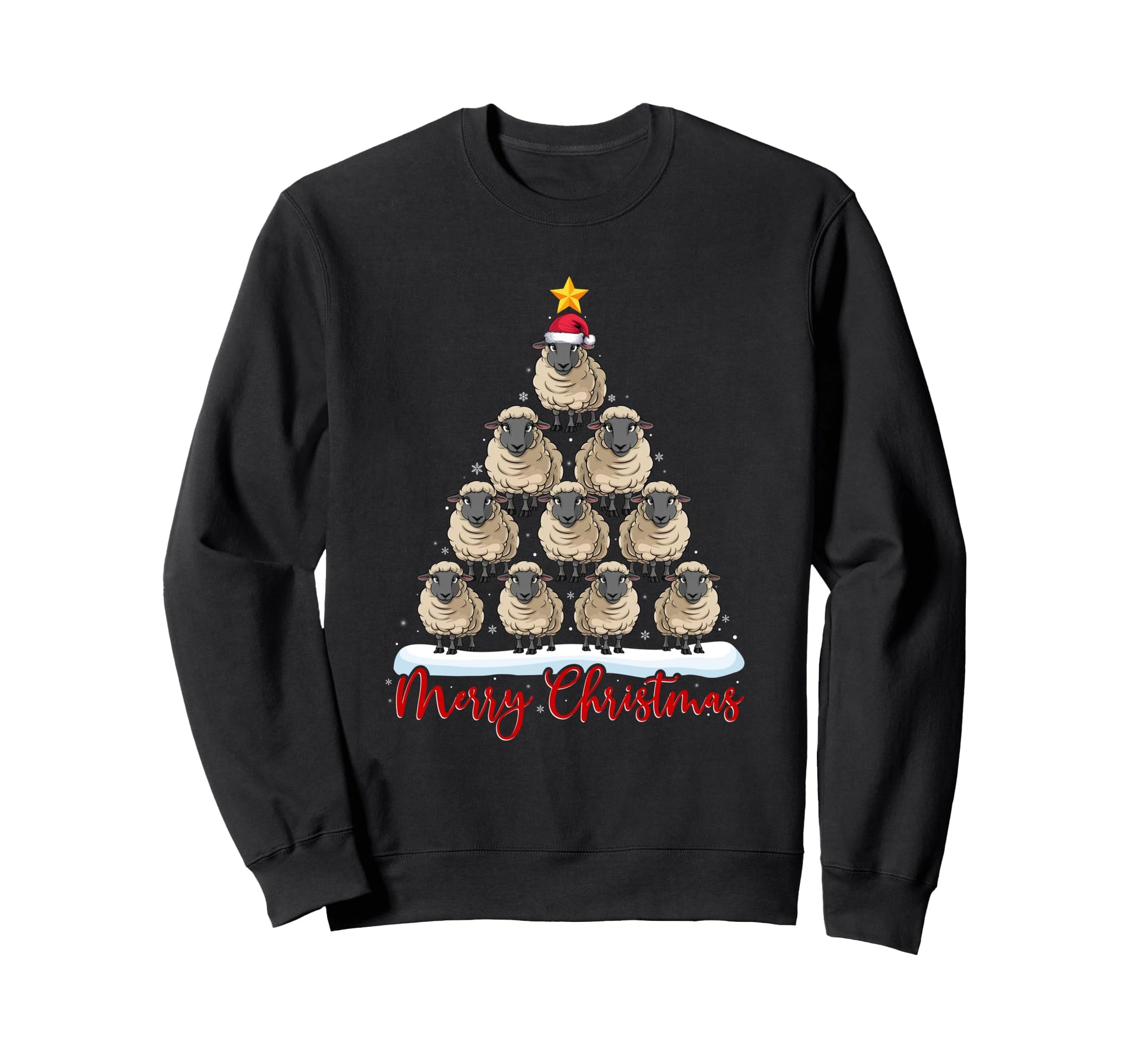 Santa Hat Ugly Funny Sheep Tree Sweatshirt - Trendy Graphic Unisex - T-Shirt, Sweatshirt, Hoodie