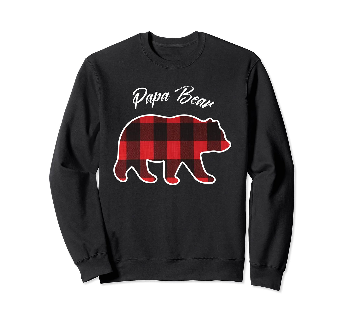 Papa Bear Matching Family Red Plaid Sweatshirt - Trendy Graphic Unisex - T-Shirt, Sweatshirt, Hoodie