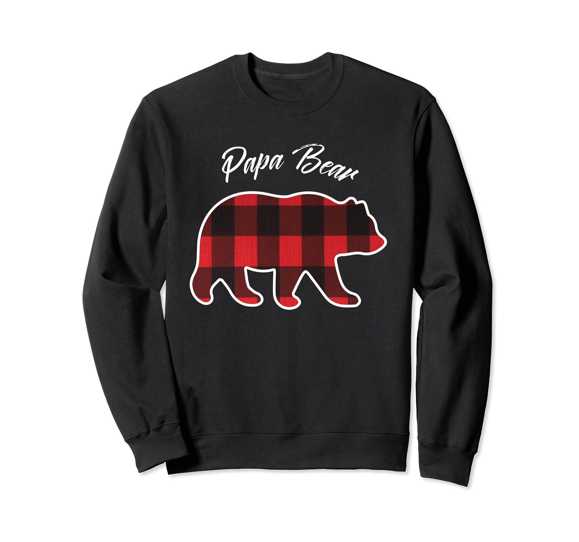 Papa Bear Matching Family Red Plaid Sweatshirt - Trendy Graphic Unisex - T-Shirt, Sweatshirt, Hoodie