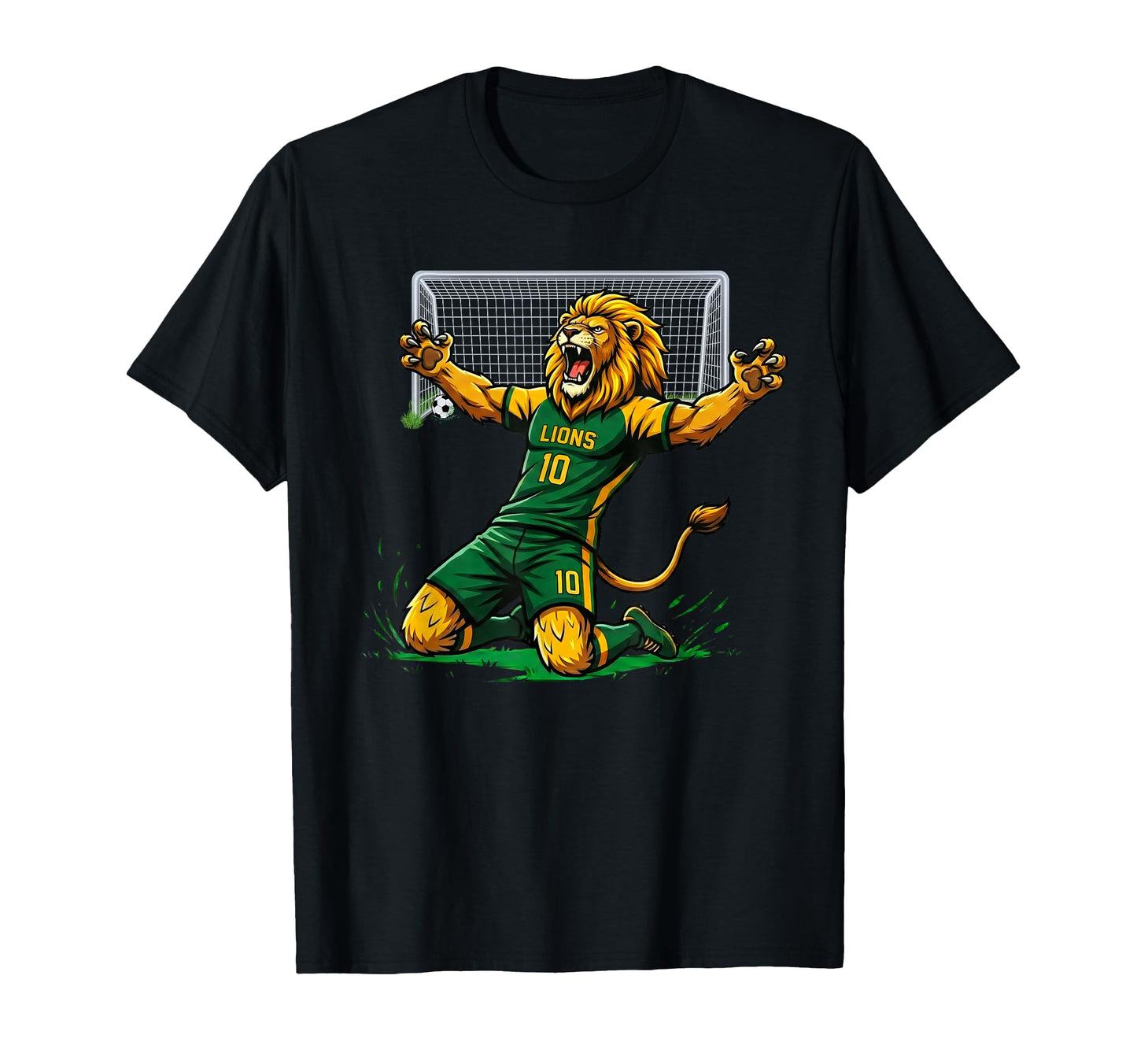 Lion Soccer Player Score Goal Knee T-Shirt - Streetwear Style for Adults - T-Shirt, Sweatshirt, Hoodie