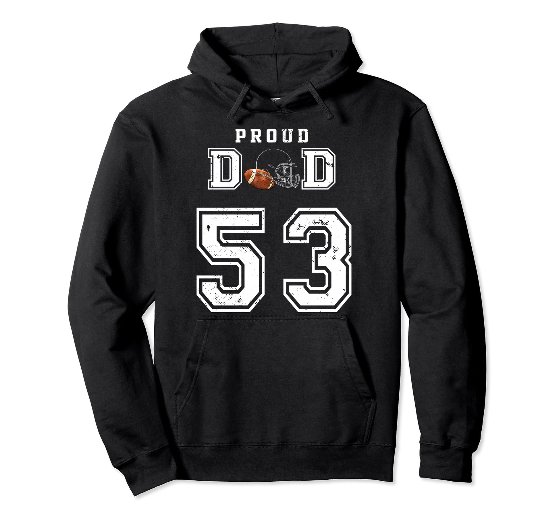 Custom Proud Football Dad Number 53 Hoodie - Fun Novelty Design for Adults - T-Shirt, Sweatshirt, Hoodie