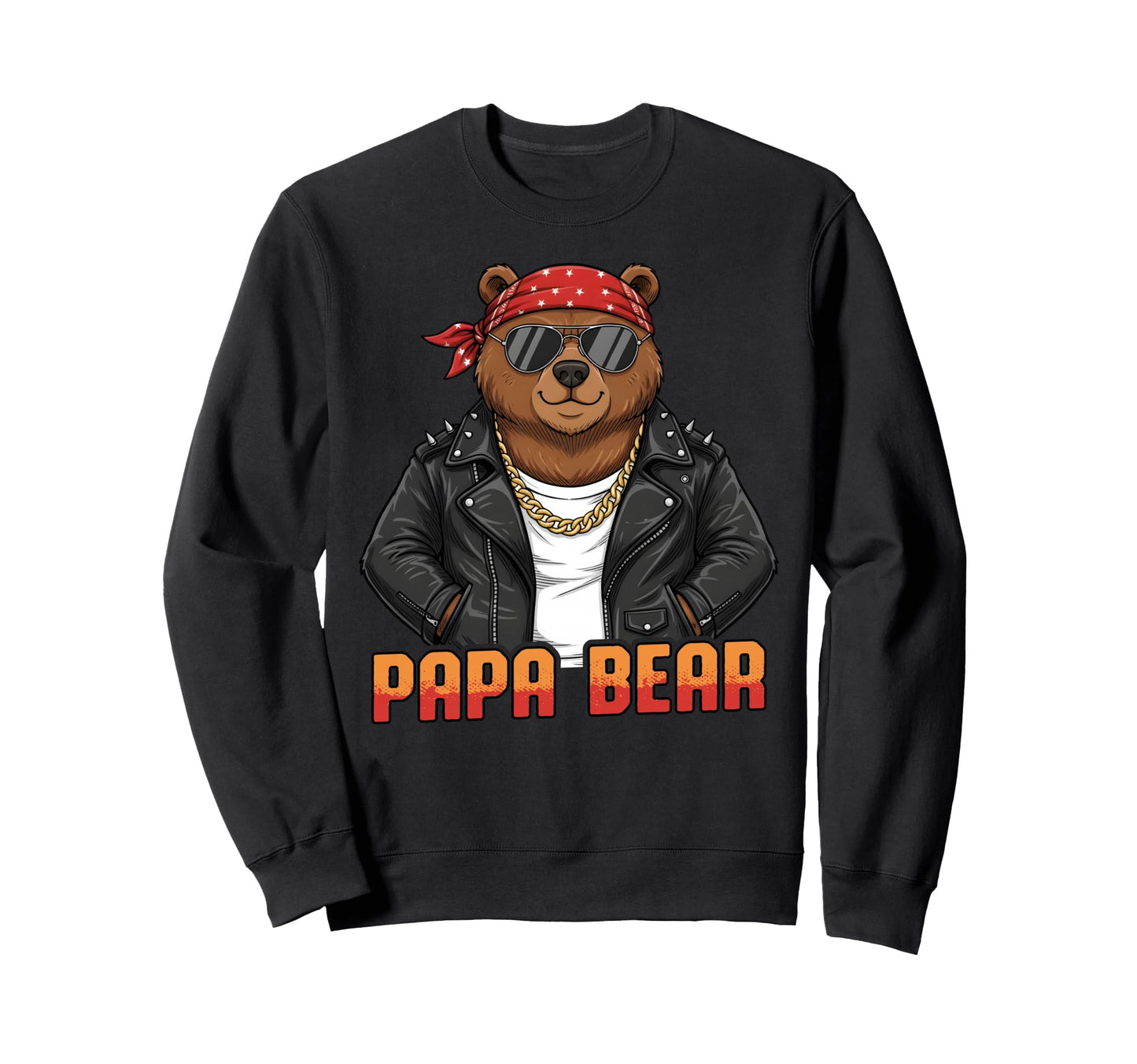 Papa Bear Biker Dad Funny Fathers Day Sweatshirt - Graphic Print for Adults - T-Shirt, Sweatshirt, Hoodie