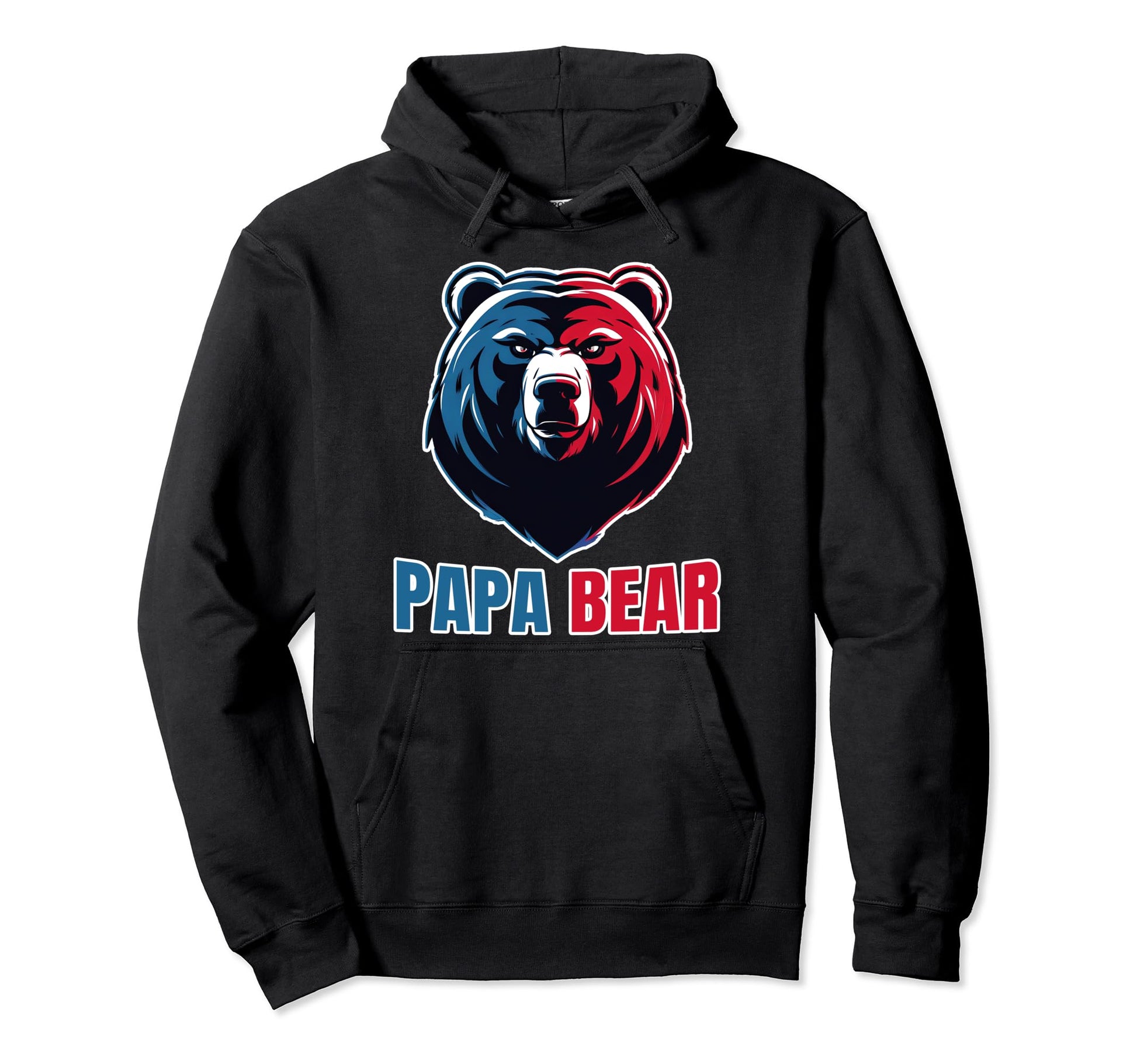 Patriotic Papa Bear Fathers Day Tribute Hoodie - Custom Art Print Men Women - T-Shirt, Sweatshirt, Hoodie