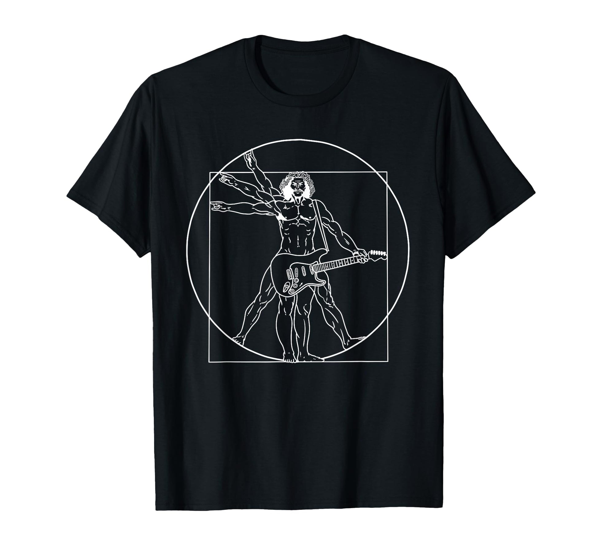 Guitar Da Vinci Vitruvian Guitar T-Shirt - Novelty Apparel Men Women - T-Shirt, Sweatshirt, Hoodie