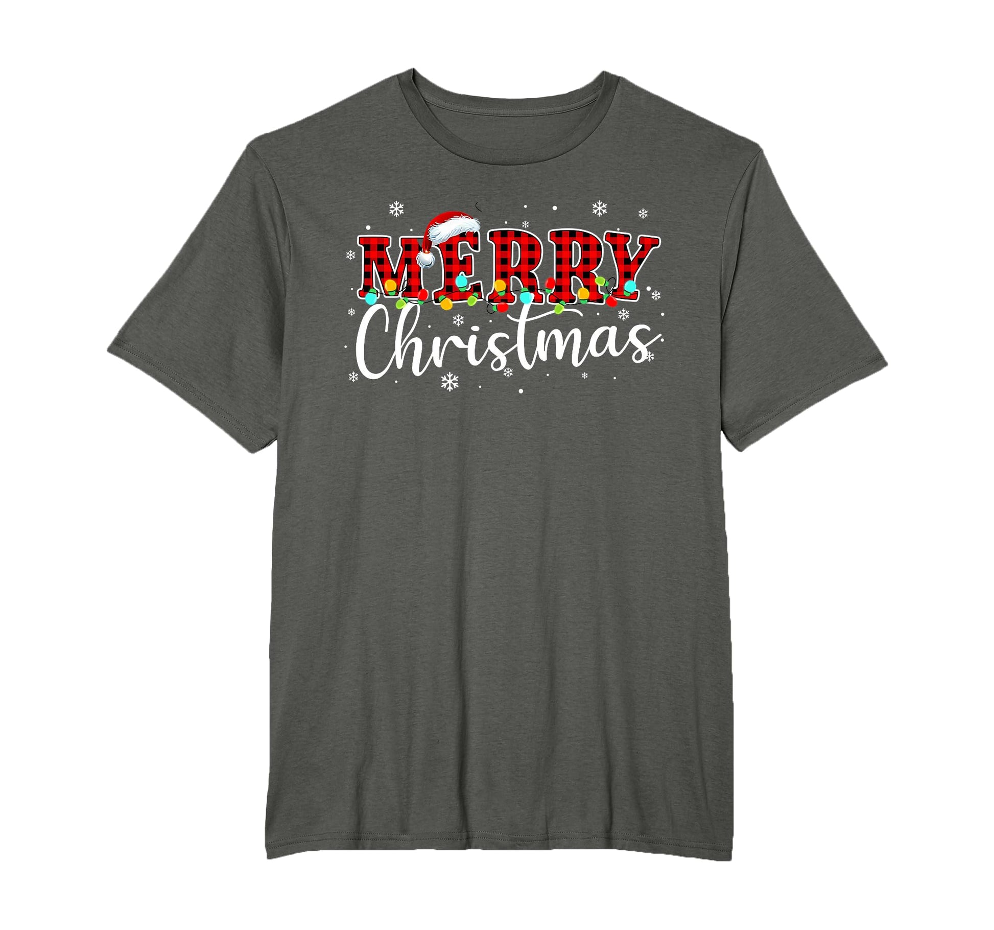 Merry Buffalo Plaid Red Santa Hat T-Shirt - Trendy Graphic Men Women - T-Shirt, Sweatshirt, Hoodie