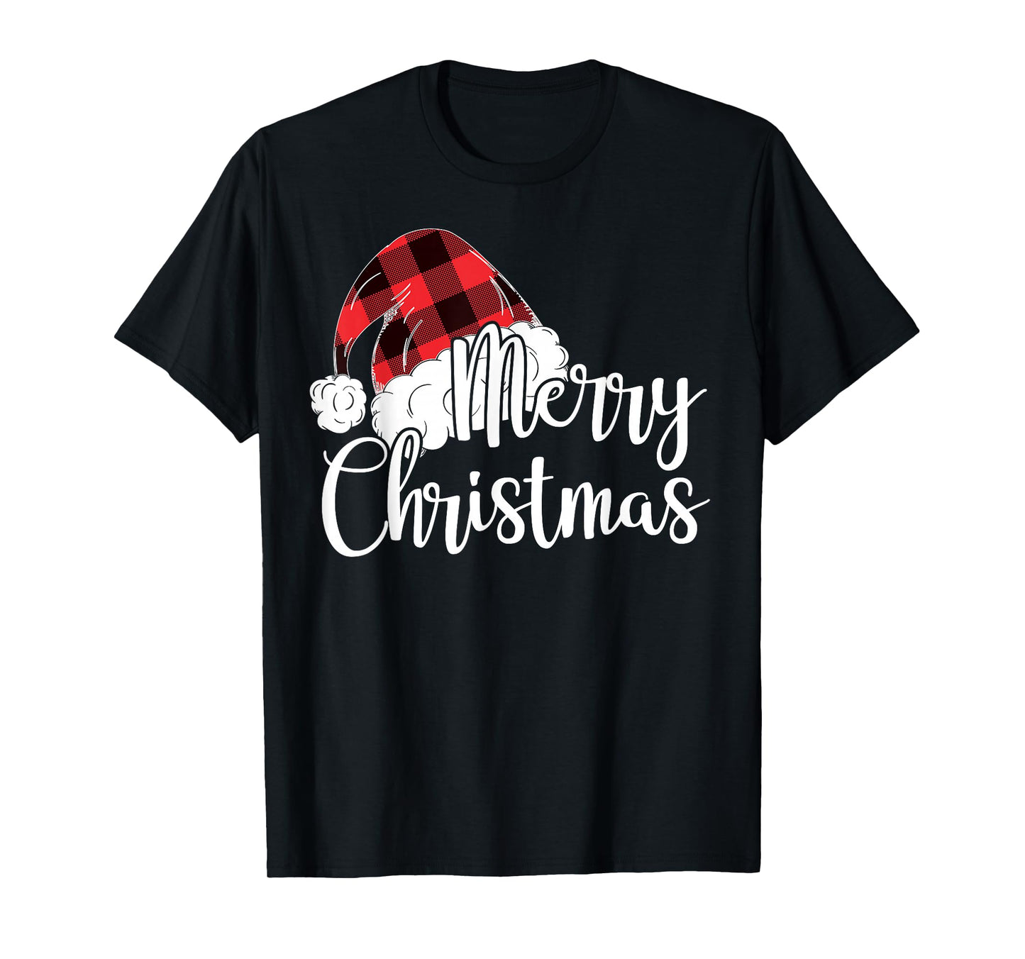 Merry Gift Plaid Santas Hat Funny T-Shirt - Custom Art Print Unisex - T-Shirt, Sweatshirt, Hoodie